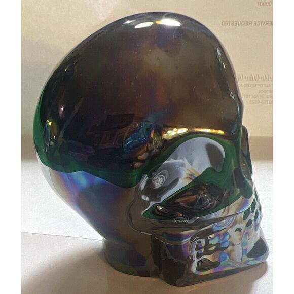 -HALLOWEEN SKULL decor Dark Iridescent Reflective Skull Figurine - Picture 11 of 14